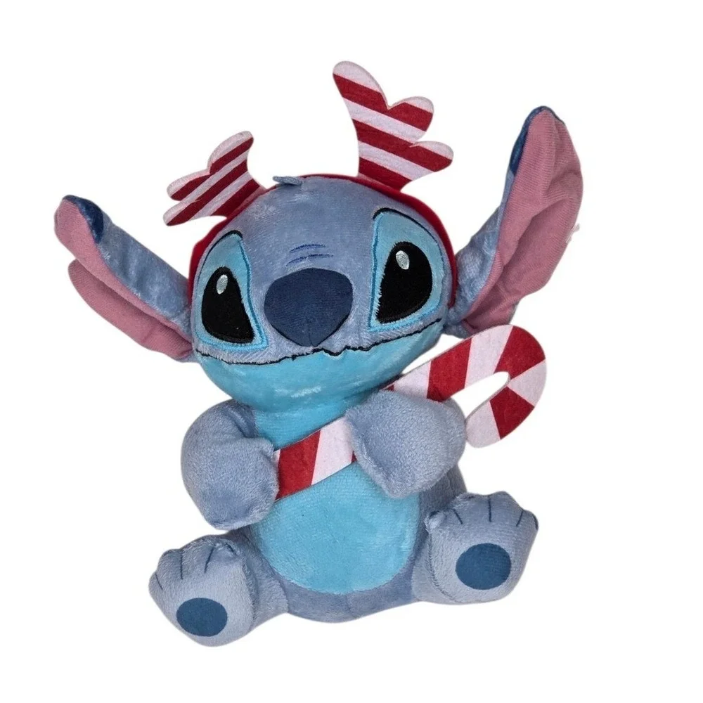 Disney Lilo & Stitch Christmas Holiday Cuddly‎ Soft Stuffed Plush Toy Candy Cane